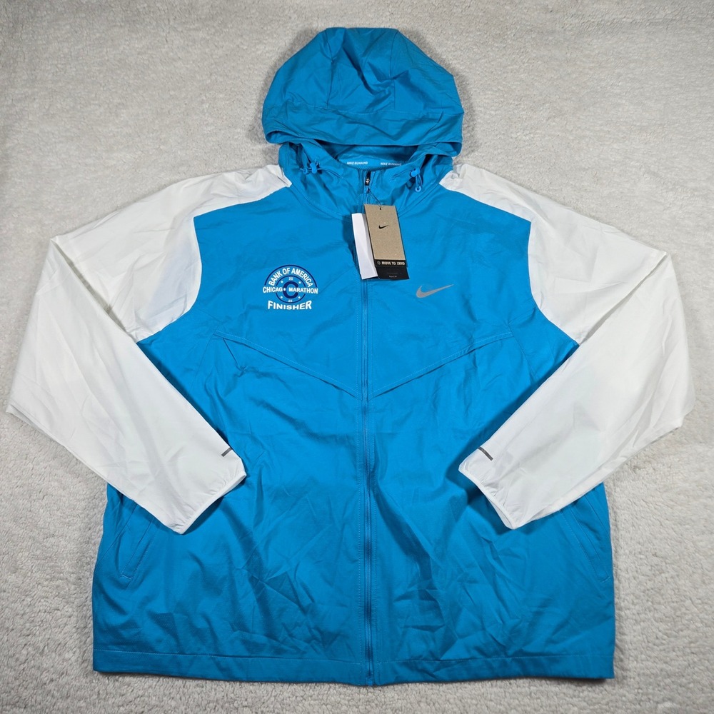 Nike Mens 2XL Chicago Marathon Finisher Repel UV Running Jacket Blue HQ4272-487